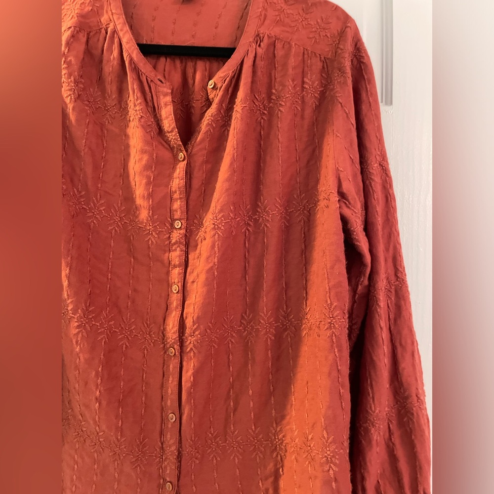 Euc Old Navy Rust Colored Button Up Embroidered B… - image 2